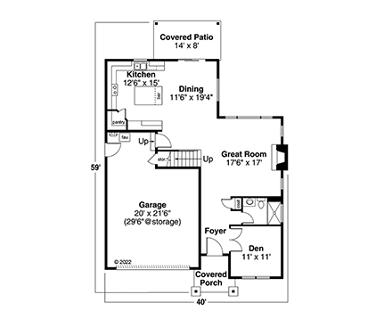 Craftsman, Traditional House Plan 43762 with 4 Beds, 3 Baths, 2 Car Garage First Level Plan
