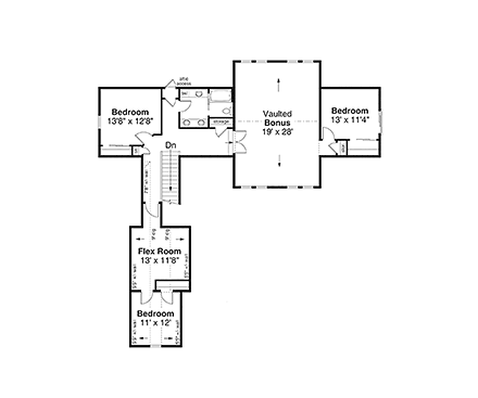 Country, Craftsman, Ranch House Plan 43764 with 5 Beds, 4 Baths, 2 Car Garage Second Level Plan