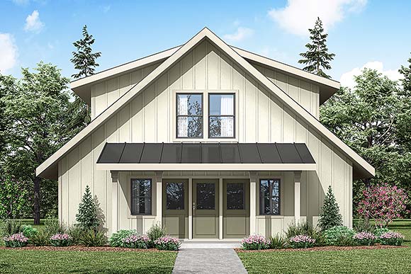 Cabin, Coastal, Cottage, Country, Farmhouse House Plan 43765 with 2 Beds, 3 Baths Elevation