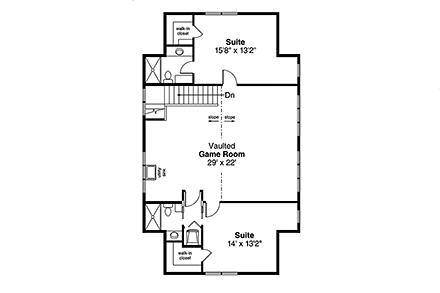 Country Garage-Living Plan 43767 with 2 Beds, 3 Baths, 3 Car Garage Second Level Plan