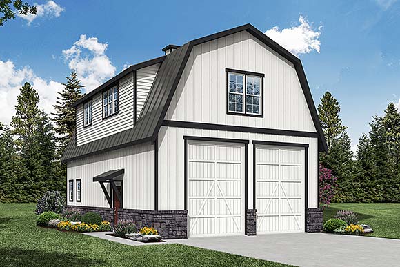 Country Garage-Living Plan 43767 with 2 Beds, 3 Baths, 3 Car Garage Elevation