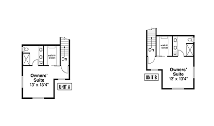 Contemporary, Saltbox, Traditional Multi-Family Plan 43769 with 6 Beds, 6 Baths, 2 Car Garage Second Level Plan