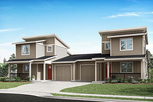 Contemporary, Saltbox, Traditional Multi-Family Plan 43769 with 6 Beds, 6 Baths, 2 Car Garage Elevation