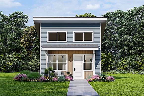 Contemporary, Country, Modern House Plan 43770 with 1 Beds, 1 Baths Elevation