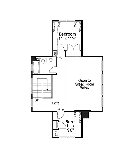 Cabin, Cottage, Craftsman House Plan 43775 with 3 Beds, 3 Baths, 1 Car Garage Second Level Plan