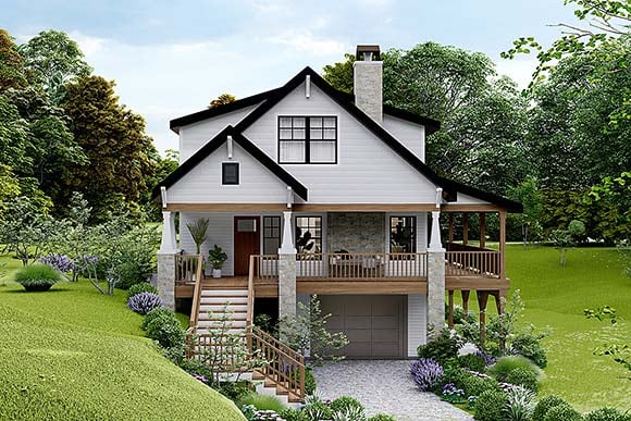 Cabin, Cottage, Craftsman House Plan 43775 with 3 Beds, 3 Baths, 1 Car Garage Elevation