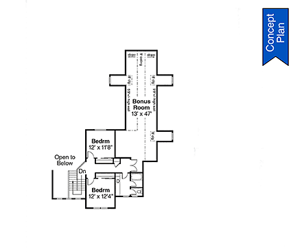 Country House Plan 43779 with 5 Beds, 5 Baths, 2 Car Garage Second Level Plan