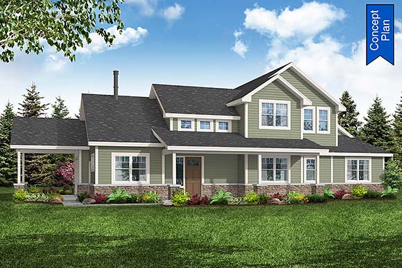 Country House Plan 43779 with 5 Beds, 5 Baths, 2 Car Garage Elevation