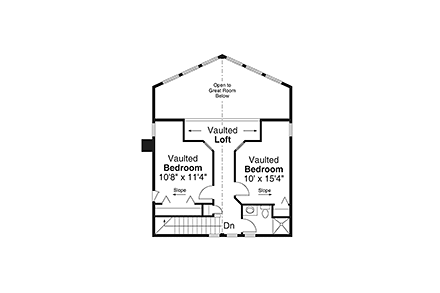 A-Frame, Cabin, Craftsman House Plan 43781 with 3 Beds, 3 Baths, 2 Car Garage Second Level Plan