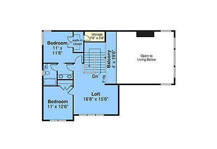 Craftsman, Farmhouse, Traditional House Plan 43791 with 3 Beds, 3 Baths, 3 Car Garage Second Level Plan