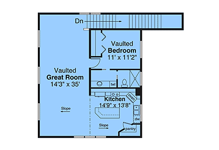 Barndominium, Country, Craftsman, Farmhouse Garage-Living Plan 43795 with 1 Beds, 2 Baths, 4 Car Garage Second Level Plan
