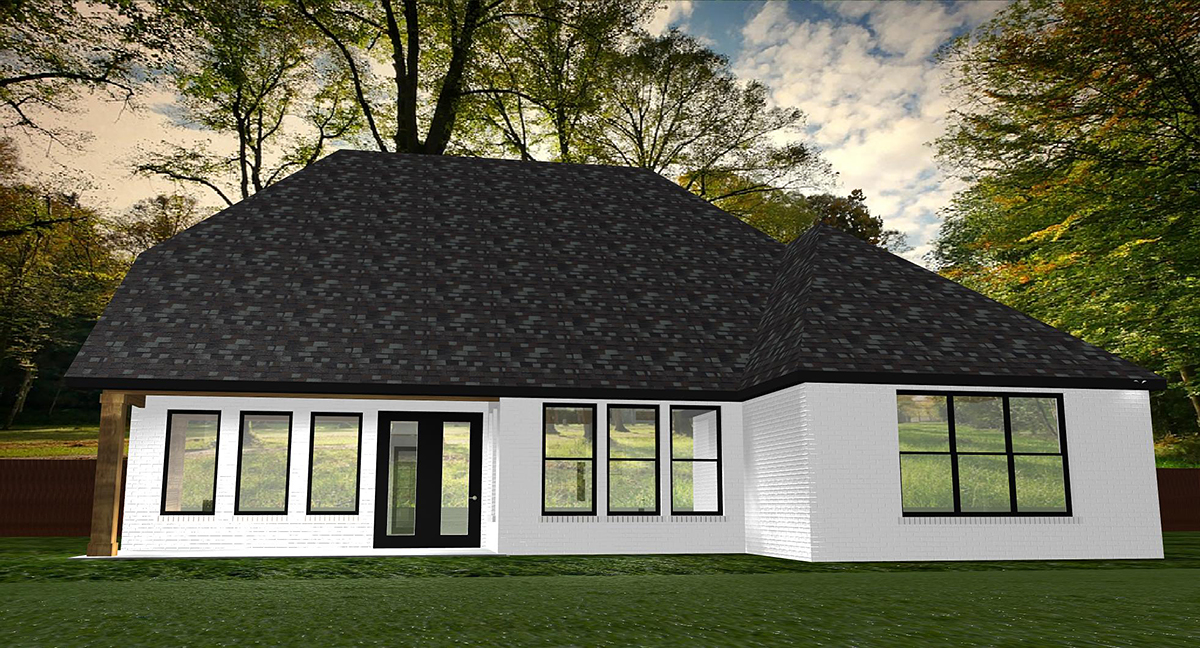 Craftsman, Farmhouse House Plan 43801 with 3 Beds, 3 Baths, 3 Car Garage Rear Elevation