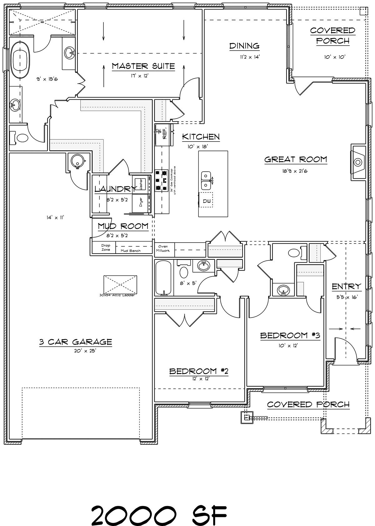 Cottage, Tudor House Plan 43802 with 3 Beds, 3 Baths, 3 Car Garage Level One