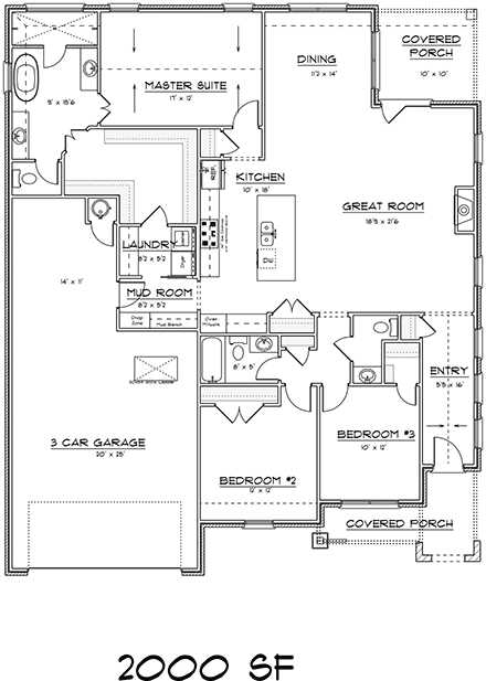 Cottage, Tudor House Plan 43802 with 3 Beds, 3 Baths, 3 Car Garage First Level Plan