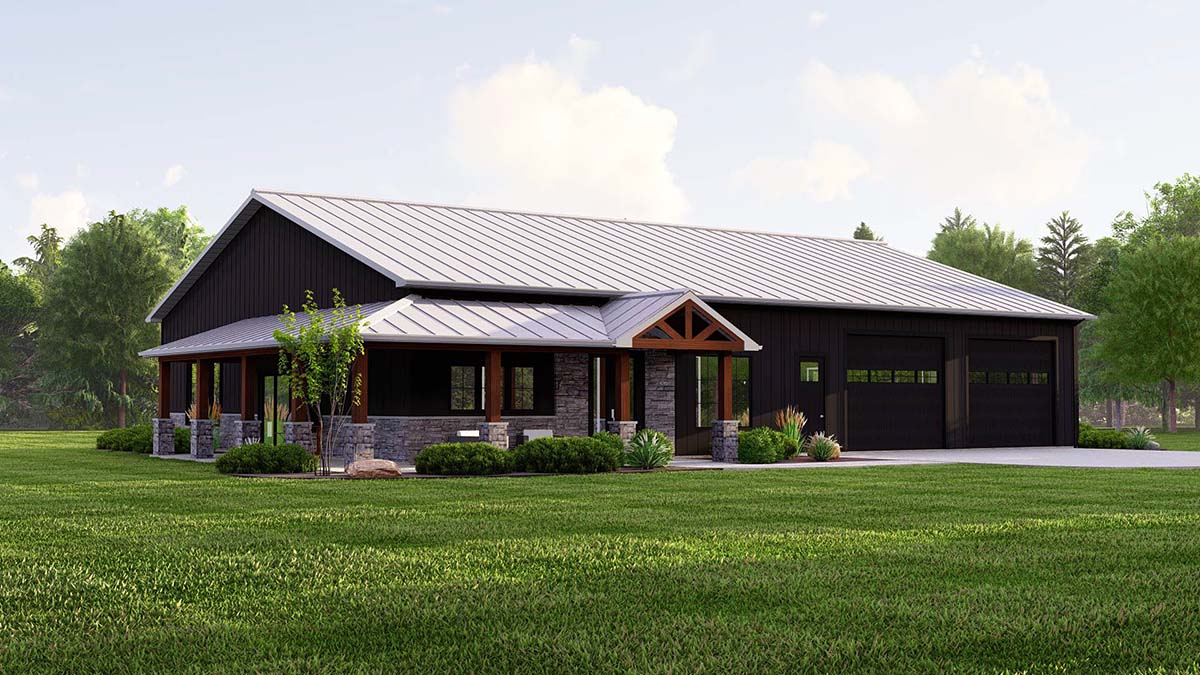 Barndominium, Country Plan with 1945 Sq. Ft., 1 Bedrooms, 3 Bathrooms, 2 Car Garage Picture 3