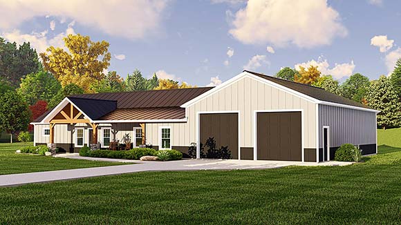 Country, Ranch House Plan 43902 with 3 Beds, 2 Baths, 2 Car Garage Elevation