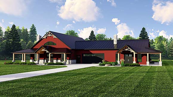 Barndominium, Country Multi-Family Plan 43903 with 5 Beds, 5 Baths, 2 Car Garage Elevation