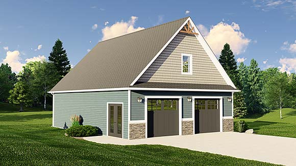 Country, Traditional 2 Car Garage Apartment Plan 43904 Elevation
