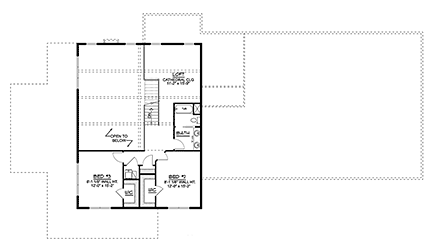 Barndominium House Plan 43909 with 3 Beds, 4 Baths, 3 Car Garage Second Level Plan
