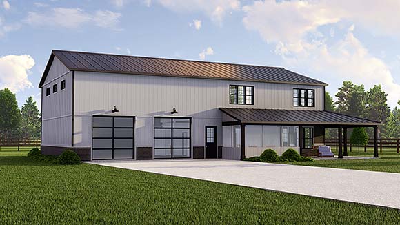 Barndominium House Plan 43914 with 3 Beds, 4 Baths, 2 Car Garage Elevation