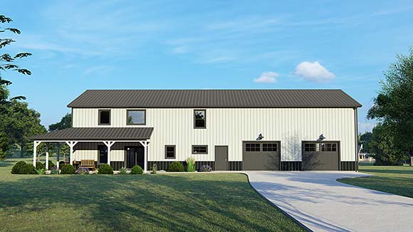 Barndominium House Plan 43917 with 4 Beds, 3 Baths, 3 Car Garage Elevation