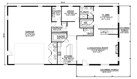 Barndominium House Plan 43919 with 3 Beds, 3 Baths, 2 Car Garage First Level Plan