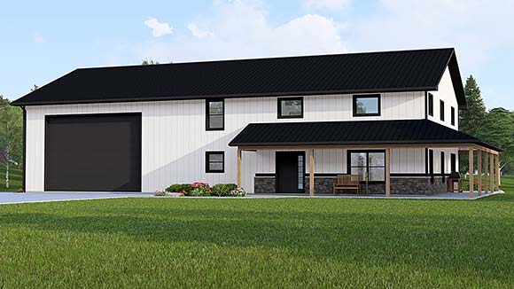 Barndominium House Plan 43919 with 3 Beds, 3 Baths, 2 Car Garage Elevation
