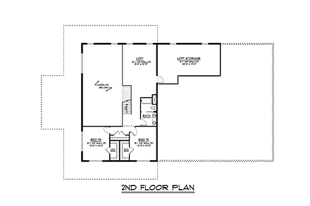 Barndominium House Plan 43922 with 3 Beds, 4 Baths, 3 Car Garage Second Level Plan