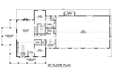 Barndominium House Plan 43923 with 3 Beds, 5 Baths, 4 Car Garage First Level Plan