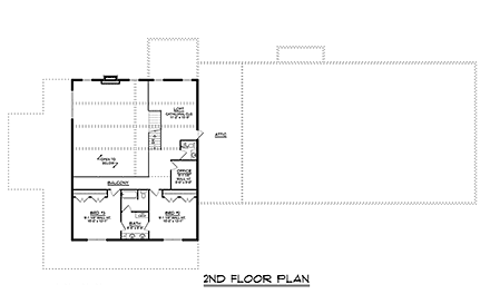 Barndominium House Plan 43923 with 3 Beds, 5 Baths, 4 Car Garage Second Level Plan