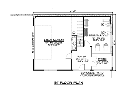 Country Garage-Living Plan 43925 First Level Plan