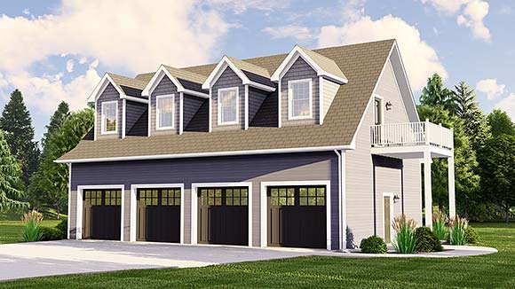 Cottage, Country, Traditional 4 Car Garage Plan 43927 Elevation