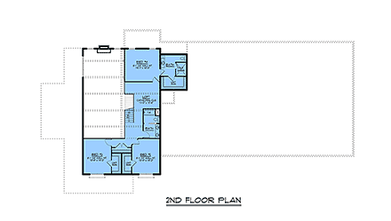 Barndominium House Plan 43930 with 4 Beds, 5 Baths, 4 Car Garage Second Level Plan