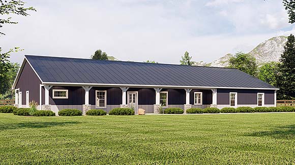 Country, Ranch House Plan 43931 with 3 Beds, 3 Baths, 4 Car Garage Elevation