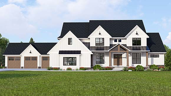 Country, Craftsman House Plan 43933 with 5 Beds, 6 Baths, 5 Car Garage Elevation