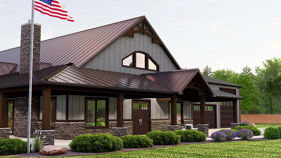 Barndominium, Country Plan with 4332 Sq. Ft., 2 Bedrooms, 3 Bathrooms, 3 Car Garage Picture 5