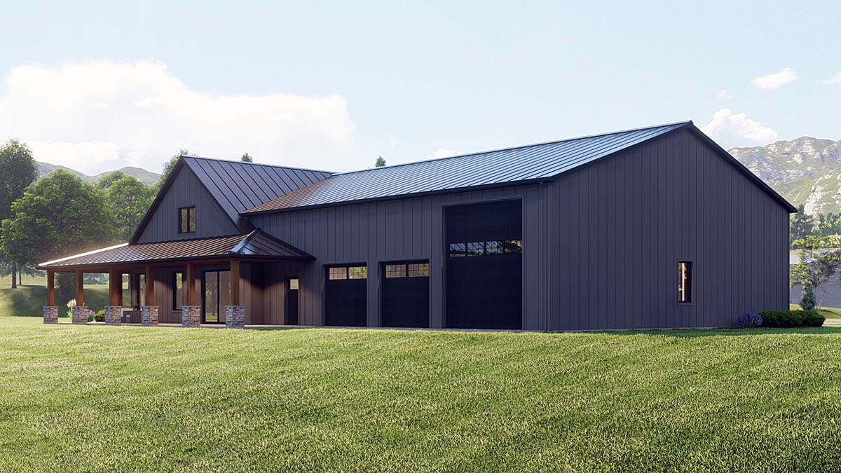 Barndominium, Country Plan with 3079 Sq. Ft., 3 Bedrooms, 3 Bathrooms, 2 Car Garage Picture 3