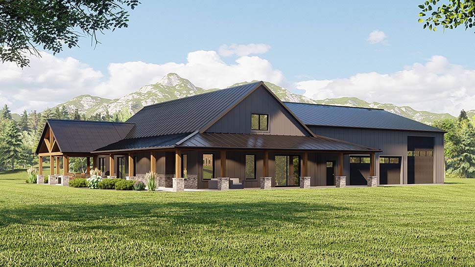 Barndominium, Country Plan with 3079 Sq. Ft., 3 Bedrooms, 3 Bathrooms, 2 Car Garage Picture 4