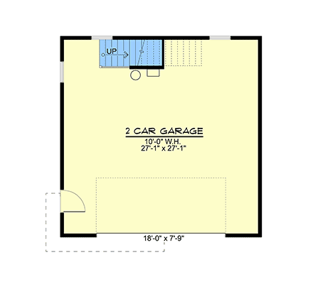 Modern Garage-Living Plan 43941 with 2 Beds, 1 Baths, 2 Car Garage First Level Plan