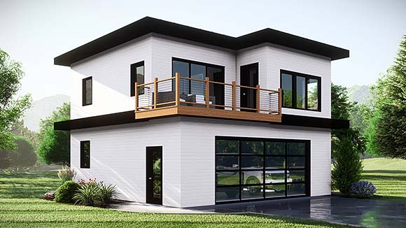 Modern Garage-Living Plan 43941 with 2 Beds, 1 Baths, 2 Car Garage Elevation