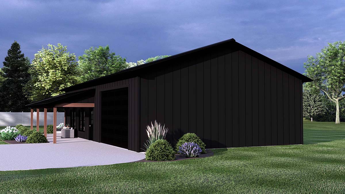 Barndominium, Country, Ranch Plan with 896 Sq. Ft., 2 Bedrooms, 1 Bathrooms, 2 Car Garage Picture 2