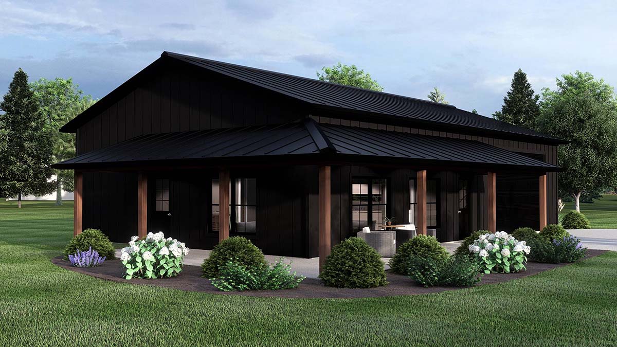 Barndominium, Country, Ranch Plan with 896 Sq. Ft., 2 Bedrooms, 1 Bathrooms, 2 Car Garage Picture 3