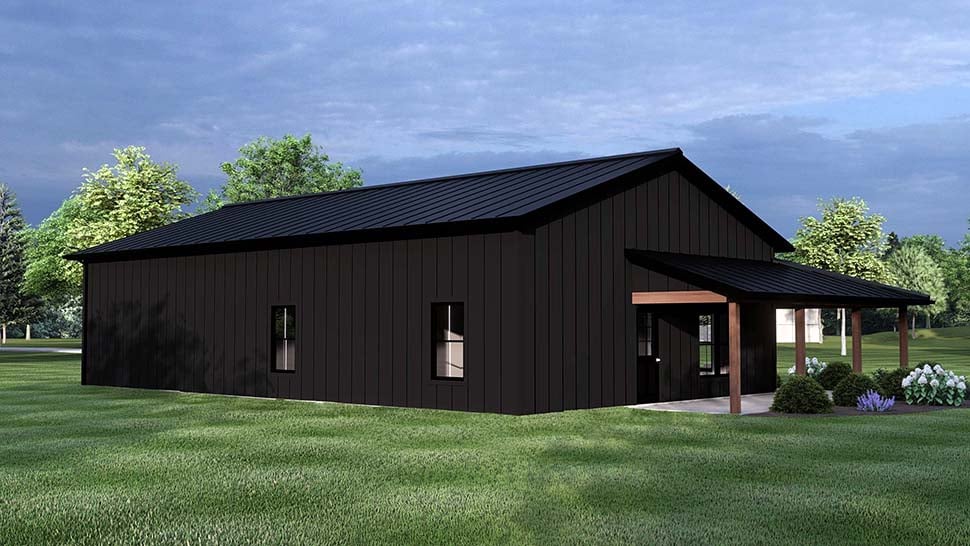 Barndominium, Country, Ranch Plan with 896 Sq. Ft., 2 Bedrooms, 1 Bathrooms, 2 Car Garage Picture 4