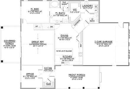 Barndominium, Country, Farmhouse House Plan 43944 with 3 Beds, 3 Baths, 2 Car Garage First Level Plan