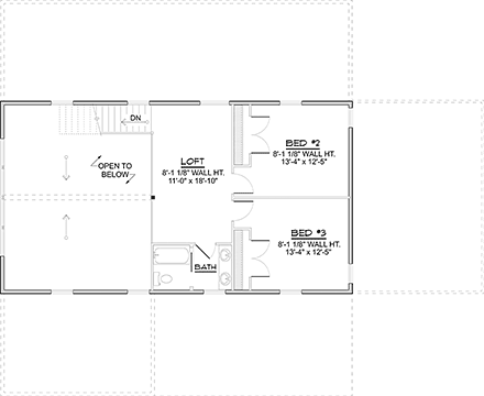 Barndominium, Country, Farmhouse House Plan 43944 with 3 Beds, 3 Baths, 2 Car Garage Second Level Plan