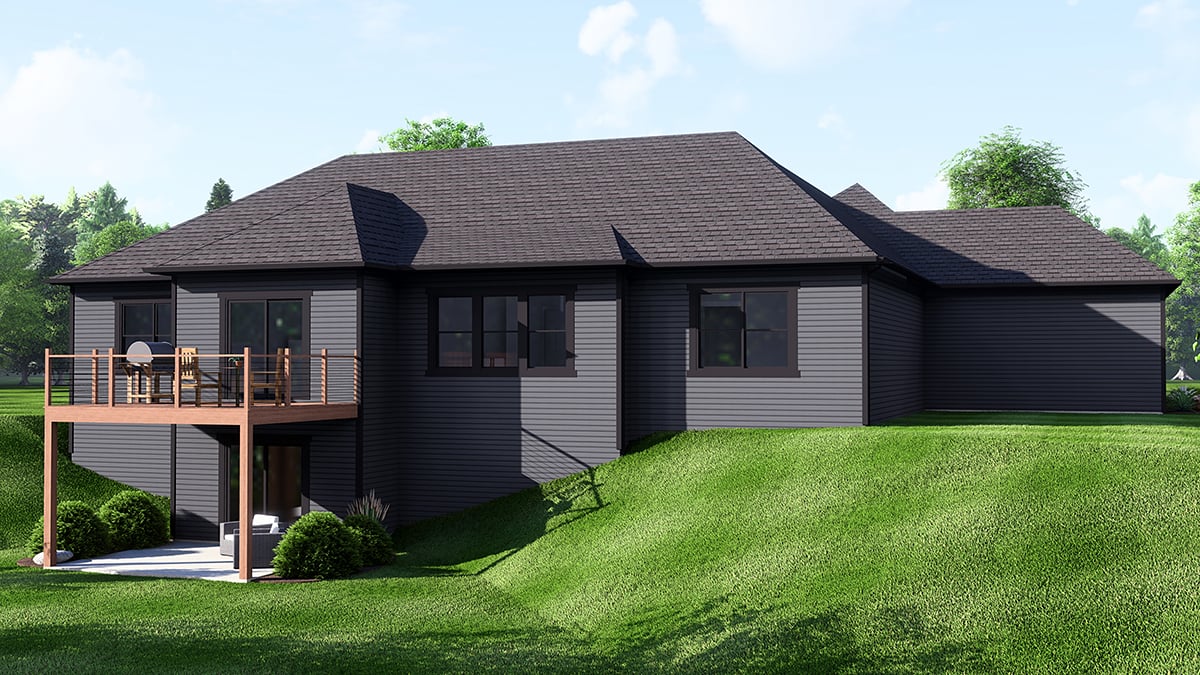 Country, Traditional Plan with 2178 Sq. Ft., 3 Bedrooms, 3 Bathrooms, 3 Car Garage Rear Elevation