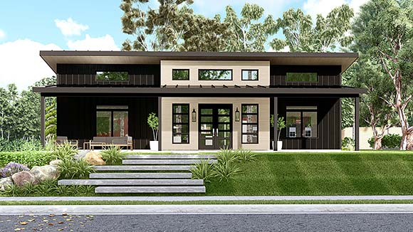 Contemporary, Modern, Ranch House Plan 43947 with 3 Beds, 2 Baths Elevation