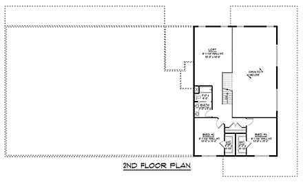 Barndominium House Plan 43951 with 3 Beds, 4 Baths, 4 Car Garage Second Level Plan