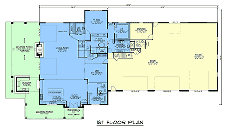 Barndominium, Country House Plan 43955 with 5 Beds, 4 Baths, 5 Car Garage First Level Plan