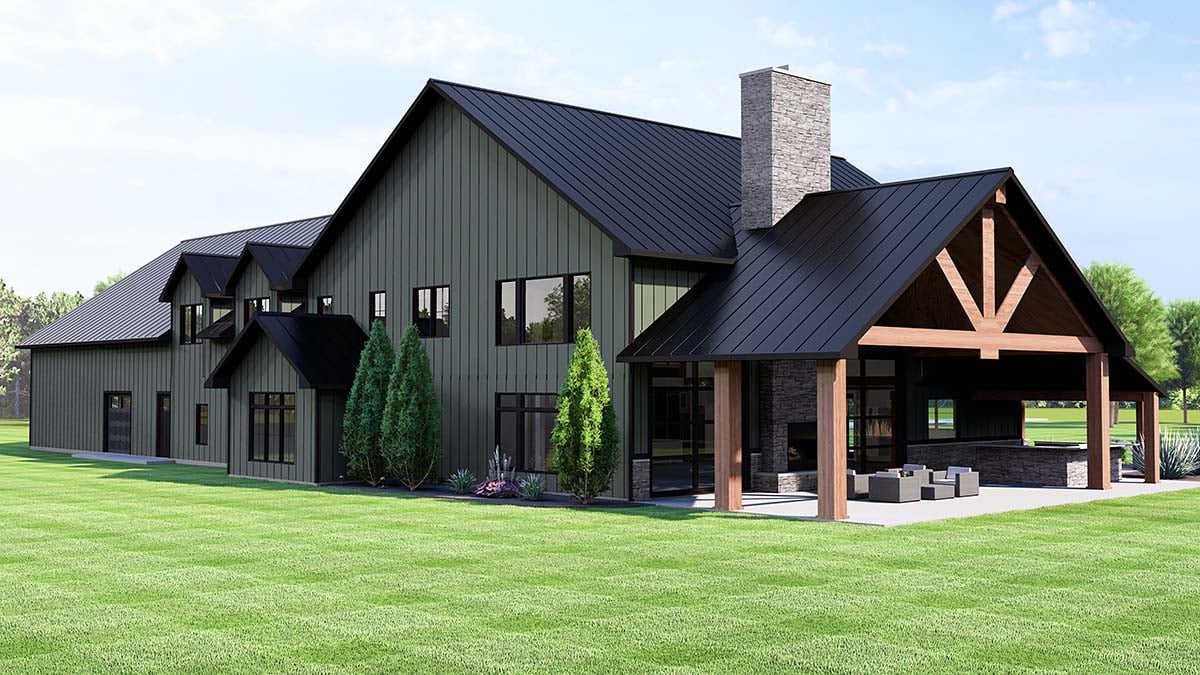 Barndominium, Country Plan with 6218 Sq. Ft., 5 Bedrooms, 4 Bathrooms, 5 Car Garage Picture 3